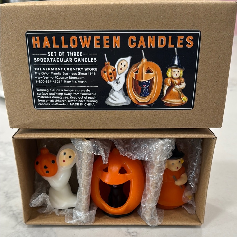 Halloween Candle Set with Pumpkin and Ghosts